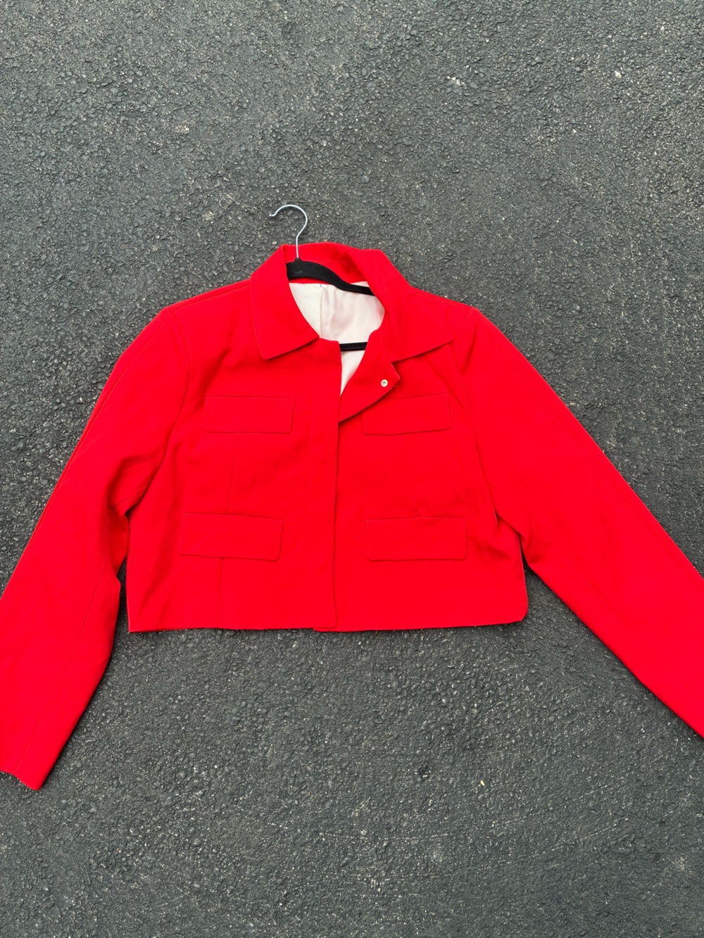 Women's Red Cropped Blazer Jacket